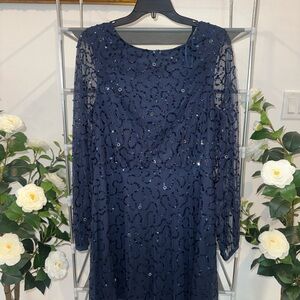 Elegant Navy Blue Sequin Dress